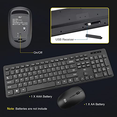 Wireless Keyboard and Mouse Combo - Rii Standard Office PC Keyboard and Optical Wireless Mice (Black (2 Pack)) - color: Black (2 Pack)