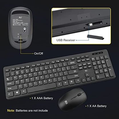 Wireless Keyboard and Mouse Combo - Rii Standard Office PC Keyboard and Optical Wireless Mice (Black (2 Pack)) - color: Black (2 Pack)