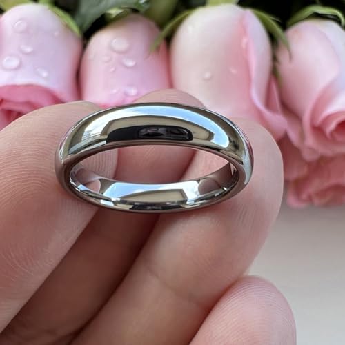 TUTISS 3mm 4mm 5mm 6mm 7mm 8mm 10mm Silver/Gold Tungsten Rings for Men Women Couple Fashion Jewelry Engagement Wedding Bands Domed Polished Comfort Fit - color: 4mm Tungsten