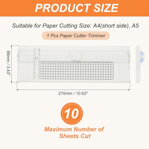 Generic Paper Cutter Trimmer, A4 Straight Small Portable Paper Slide Paper Slicer with Safe-Guard for Craft Cardstock Label Card, Scrapbook Photo, White