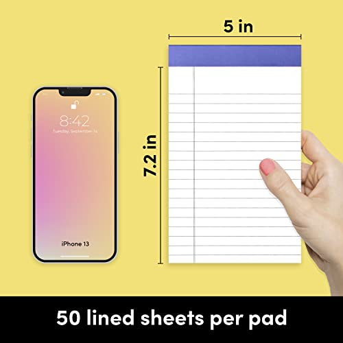 PAPERAGE Lined Legal Pads, (Rainbow), 6 Pack, 50 Sheets Each, Wide/Legal Ruled, Note Pads, Paper, 5 inches x 8 inches - color: Rainbow, size: Small (6 Pack)
