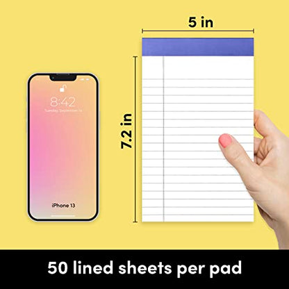 PAPERAGE Lined Legal Pads, (Rainbow), 6 Pack, 50 Sheets Each, Wide/Legal Ruled, Note Pads, Paper, 5 inches x 8 inches - color: Rainbow, size: Small (6 Pack)