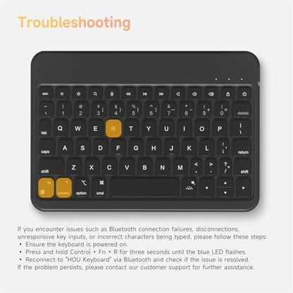 HOU Keyboard Case for iPad mini 7th/6th Generation, 156° Adjustable Stand, Detachable Full Protective Case, 11 Shortcut Keys, 7 Color Backlight, Silicone PU, Multifunction, Bluetooth,Black
