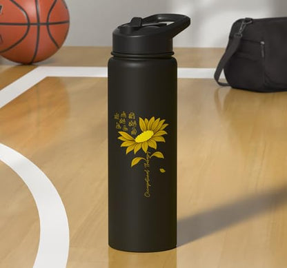 Occupational Therapy Sunflower OTA Occupational Therapist Stainless Steel Insulated Water Bottle - color: Black
