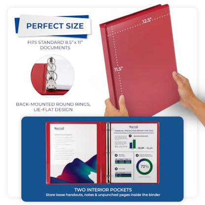 Samsill 0.5 Inch 3 Ring Binder, Economy Round Ring, Clear View Cover, 100 Sheet Capacity - for School, Home, Office - Red - color: Red, size: 1-Pack, style: .5-Inch