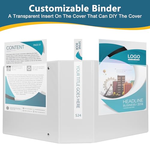 CIXILDTS 4-Inch 3 Ring Binder, Standard 4" Slant-D Ring Binder Fit Letter Size Paper, Presentation View Binders, White, 6-Pack - color: White, size: 4", style: 6-Pack
