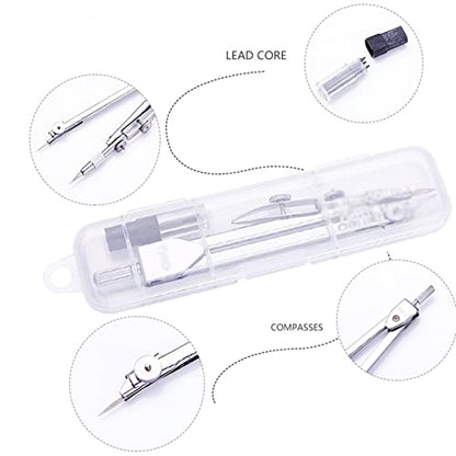 BABETT Drawing Compass Drafting Tools Metal Compass for Geometry Stainless Steel Drawing Compass Mathematics Geometry Tool Student Stationery School Supplies Math Ruler Kit