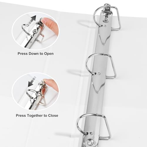 CIXILDTS 2 Inch D Ring Binders, 3 Ring Binder Fit US Letter Size Paper, 2" Slant D Ring View Binder with 2 Pocekts, 6-Pack, White - color: White, size: 2", style: 6-Pack