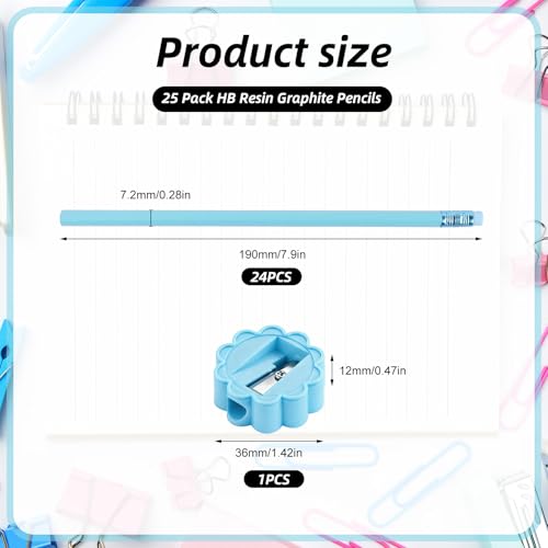 24 Pcs Blue Triangular Grip HB Graphite Pencils with Erasers and Sharpener,Wooden Cased Pencils for Kids,Cute School Supplies for Classroom,Teacher Supplies,Drawing,Sketching,Party Favors - color: Blue