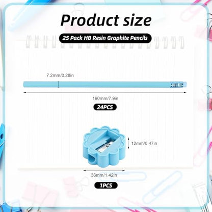 24 Pcs Blue Triangular Grip HB Graphite Pencils with Erasers and Sharpener,Wooden Cased Pencils for Kids,Cute School Supplies for Classroom,Teacher Supplies,Drawing,Sketching,Party Favors - color: Blue
