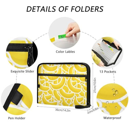 Group of Banana File Folders,Plastic Folders with 13 Pockets,Expandable File Folder for Documents School Students Office,Aesthetic Folder with Labels A4 Letter Size - color: Multi 17
