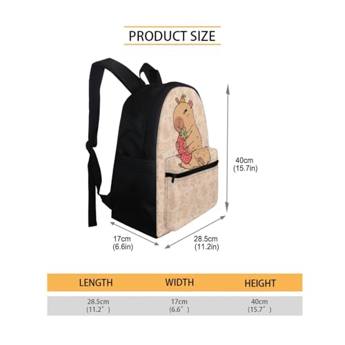 BIGCARJOB Capybara School Bags Set for Kids Girls Large Backpack Back to School Bookbags Set with Lunch Box and Pencil HolderTeens College Student Casual Daypack - color: Capybara Print, size: One Size