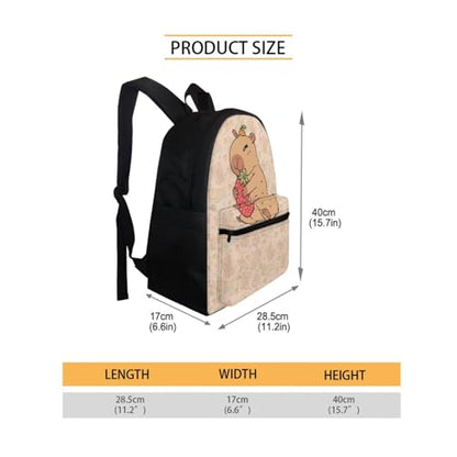 BIGCARJOB Capybara School Bags Set for Kids Girls Large Backpack Back to School Bookbags Set with Lunch Box and Pencil HolderTeens College Student Casual Daypack - color: Capybara Print, size: One Size