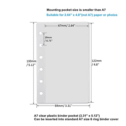 12 Pack A7 Size Clear Sheet Protectors 2.6 x 4.8 Inch Plastic Sleeves Page Protectors Top Loading Paper Protector for 6 Ring Binders, Acid-Free, Archival Safe for Documents and Photos - size: A7