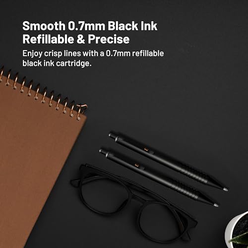 Everyman Grafton Black Mini Click Refillable 0.7mm Gel Pen | Compact Aluminum Pen with Deep Grooved Grip for Smooth Writing | Pocket EDC Ink Pen for Office, Travel, Journaling & Daily Use - color: Black, style: Mini Click