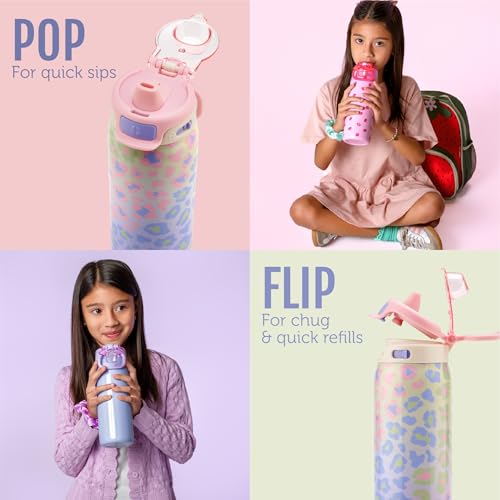 Ello Pop & Fill 18oz Stainless Steel Kids Water Bottle with Quick Fill Lid | Vacuum Insulated BPA Free Bottle with Leak Proof Straw and Chug Lid, Dishwasher Safe, Gift For Kids Teens, Strawberries - color: Strawberries, size: 18 Ounces