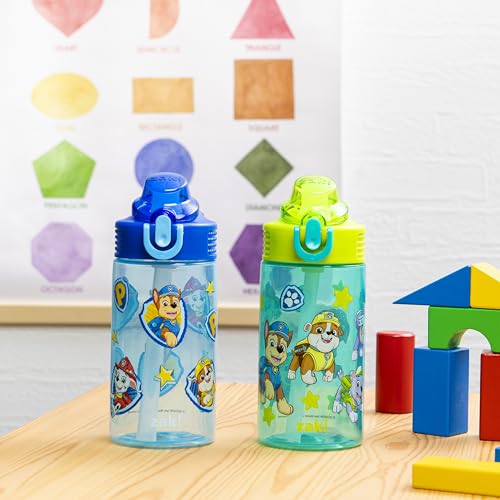 Zak Designs PAW Patrol Sage Kids Water Bottle For School or Travel, 16oz Durable Plastic Water Bottle With Straw, Handle, and Leak-Proof, Pop-Up Spout Cover, 2-Pack Set Chase & Friends - color: PAW Patrol (Chase & Friends)