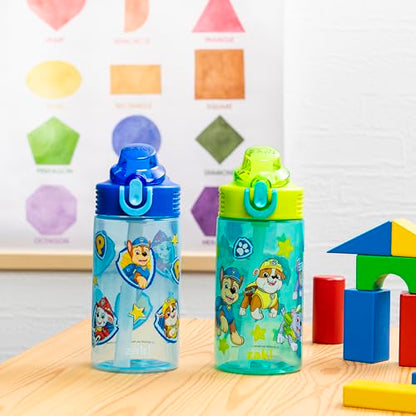 Zak Designs PAW Patrol Sage Kids Water Bottle For School or Travel, 16oz Durable Plastic Water Bottle With Straw, Handle, and Leak-Proof, Pop-Up Spout Cover, 2-Pack Set Chase & Friends - color: PAW Patrol (Chase & Friends)