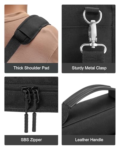 2 Inch 3-Ring Zipper Binder with Shoulder Strap, O-Ring Zip Up Binder with 500 Sheet Capacity, Compatible with 13" MacBook/Tablet, for School, Office (Black)