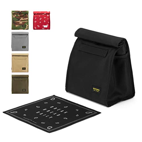 2nd Childhood Insulated Lunch Bag for Men, Durable & Reusable, Black | Slim lunch bag with carry handle, two mesh side pockets and a back slip pocket; insulated liner keeps food cool - color: Black
