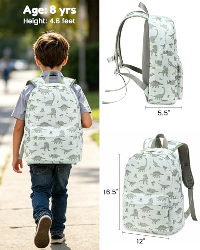 CAMTOP Backpack for Kids, Boys Girls Preschool Backpacks with Lunch Box Toddler Kindergarten School Bookbag Set (Beige Dinosaur) - color: Beige Dinosaur