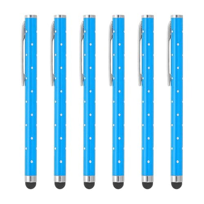 PATIKIL Stylus Pens for Touch Screens, 6 Pcs High Precision Universal Bling Stylus Crystal Metal Capacitive Pen for Touch Screen Devices Phone Tablets Laptop, Blue - color: Blue