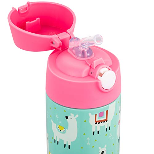 Snug Insulated Kids Water Bottle with Straw & Spout – Double-Wall Stainless Steel, Leakproof, Easy-Flip Lid – For School, Travel, Toddlers & Big Kids - Llamas, 12oz - color: Llamas, size: 11.8 Ounces