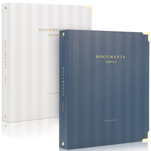 Aesthetic 3 Ring Binder Set of 2 - Sturdy 1 Inch Binder Fits Letter Sized Paper - A Cute Three Hole Ring Holder for Women or Men with Pocket Easily Organizes Your Paperwork for School, Office or Work - color: Beige & Blue