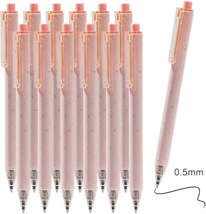 Premium Pink Gel Pens - Smooth Writing, Quick Dry, Set of 12 - Ideal for Journaling, Note-Taking, Art Supplies - color: Pink Black Ink