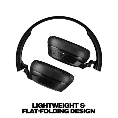 Skullcandy Riff Wireless 2 On-Ear Bluetooth Headphones, Up to 34 Hrs Battery, Foldable Lightweight Design, Convenient for Travel with Included 3.5mm AUX Cable, Microphone for iPhone Android - Black - color: True Black, style: Riff Wireless 2