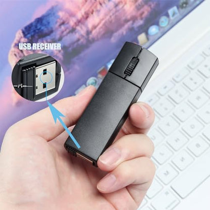 elec Space Wireless Mini Finger Mouse - Silent Dual-Mode Bluetooth & 2.4GHz, Ergonomic Portable PC Mice with Case, Compatible with MacBook and Chromebook - color: Black