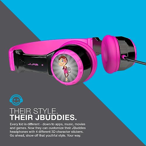 JLab JBuddies Folding Kids Wired Headphones with Volume limiting and Noise Isolation, Pink - color: Black/Pink, style: Folding