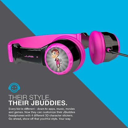 JLab JBuddies Folding Kids Wired Headphones with Volume limiting and Noise Isolation, Pink - color: Black/Pink, style: Folding
