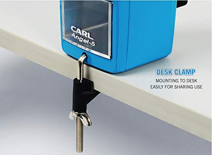 Carl Angel-5 (Black) Heavy-Duty Artist & Teacher Pencil Sharpener – Precision Manual Crank with Auto-Stop, Colored Pencil Compatible, Quiet Operation, Durable Japanese Design. - color: Black