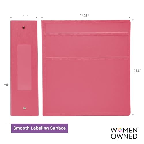 Carstens 3-Inch Heavy Duty 3-Ring Binder - Side Opening, Bubblegum Pink, Durable Plastic, Precision No-Gap Rings, Waterproof Cover, No Pockets, Holds 400 Letter Sheets, BPA-Free, Made in USA (1708-3R) - color: Pink, size: Case of 14