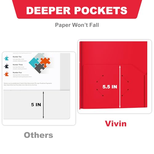 Heavy Duty Plastic Folder, 60 Pack, Pocket Folder with brads, Letter Size Poly File, Plastic Folders with 3 Prongs Fasteners - Red - color: Red, size: 60 PACK