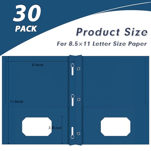 Two Pocket Folders, PANDRI 30 Pack Two Pocket Folders with Prongs, 3 Prong Folders Designed for Office and Classroom, Letter Size Darkblue - color: Darkblue