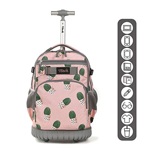 Tilami Rolling Backpack 19 inch with Lunch Bag Wheeled Laptop Backpack (Cactus) - color: Cactus