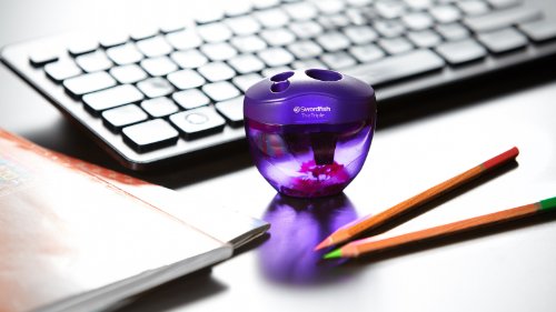 Swordfish ‘The Triple’ Three Hole Pencil Sharpener with Mess-Free Canister [Pack of 1] 8-16 mm [40228s], Purple - size: pack of 1