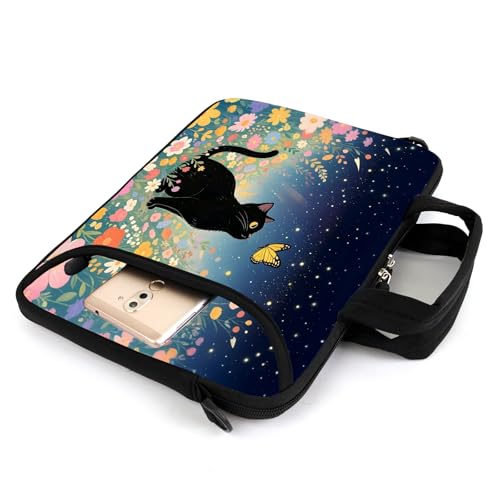 AMARY 13" 13.3" laptop sleeve chromebook case adjustable shoulder strap with handle accessory pocket (Cat-1) - color: Cat-1