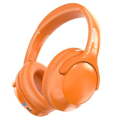 MIDOLA Bluetooth Headphones Over Ear, 68H Playtime Wireless Headphones with Microphone, 6 EQ Modes, HiFi Stereo Deep Bass, Foldable Lightweight Headset for Home Office, Cellphone, PC, Orange - color: Orange