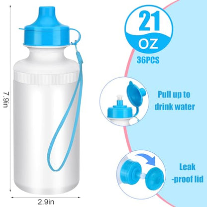 Zubebe 36 Pcs Sports Water Bottles Bulk Squeeze Reusable Plastic Water Bottles Back to School Supplies Summer Gifts for Students School Travel Hiking Cycling Event Team Gift - color: Mix Color