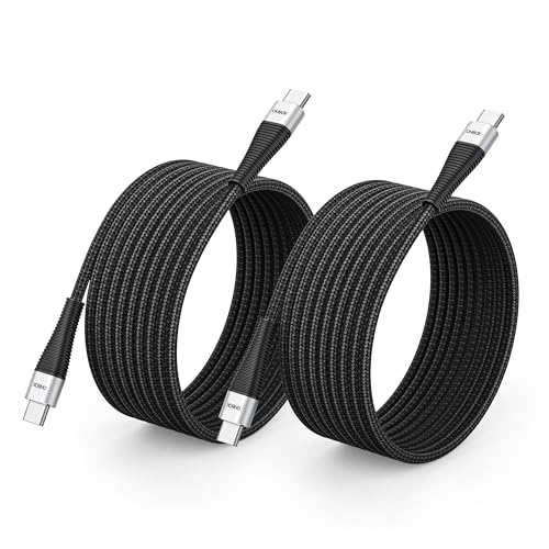 Extra Long USB C to USB C Cable 15FT 2Pack 100W, USB C Charger Cable Fast Charging Cord Braided, Type C Cable for iPhone 17 16 15/15Plus/15Pro/Max, MacBook Pro/Air, iPad Pro/Air/Mini,Samsung,Pixel - color: Black, size: 15 FT - 2 Pack, style: USB C to USB