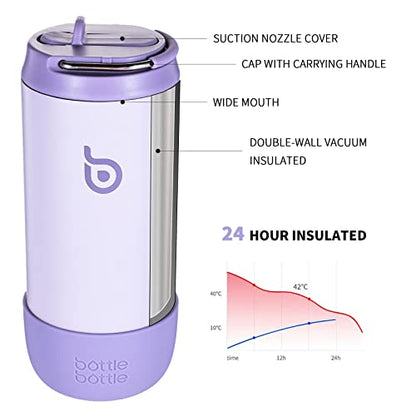 BOTTLE BOTTLE Kids Water Bottle 12 oz for Boys Girls purple | Insulated Water Bottles with Leak Proof Lid,Silicone Boot, Straw Cup for School Sports Travel,Gifts - color: Purple
