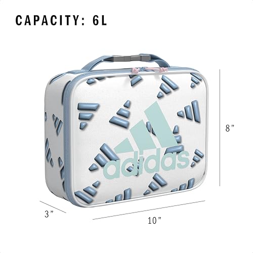 adidas Foundation School Lunch Bag – Insulated Lunchbox, 6L - color: 3d Aop White/Clear Sky Blue/Semi Flash Aqua Blue
