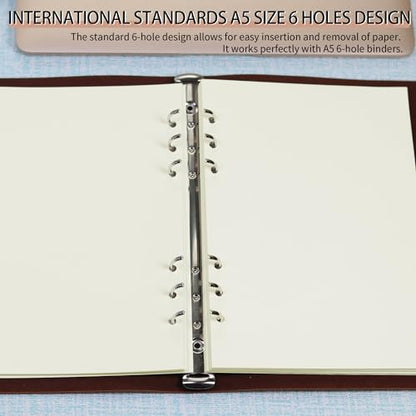 A5 Blank Refill Paper, A5 Loose Leaf Paper 6 Hole Notebook Refills for 6 Ring Refillable Binder Notebook Planner Diary Journals Painting -Blank Pages,80 Sheets/160 Pages - size: Blank-A5