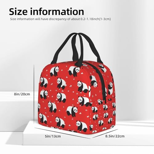 Panda Red Lunch Box - Insulated Lunch Bags for Kids Boys Girls Reusable Lunch Tote Bags, Perfect for School/Camping/Hiking/Picnic/Beach/Travel - color: Panda Red