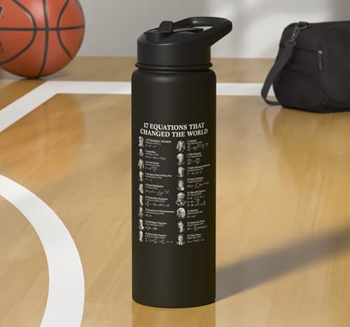 Famous Math Equations Physics Science History Teacher Stainless Steel Insulated Water Bottle