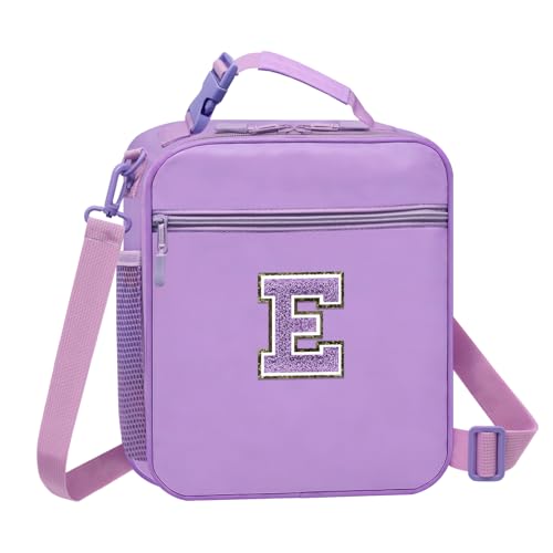 Lunch Box Kids Lunch Bag Women Girls,Insulated Lunch Totes for Adult Teen Warm Cooler Bags School Work Picnic Food Containers Carrier with Handheld Shoulder Strap Water Bottle Holder Purple E - color: 09-Purple E
