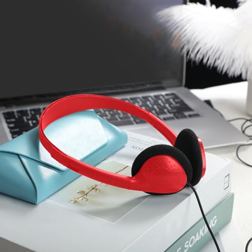Flutesan 20 Pack Headphones Bulk Libraries Wired on Ear Headphones Over The Head Earphones for Boys Girls Adults(Red) - color: Red